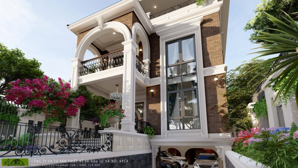 Dự Án Thiết Kế Biệt Thự Tân Cổ Điển Ốp Gạch Nung Sang Trọng