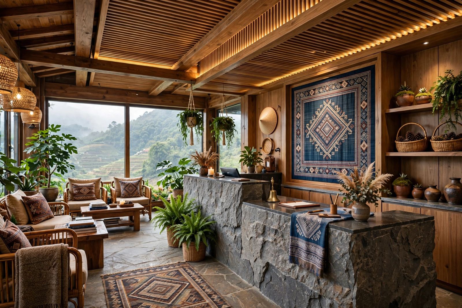 Văn Tân Hotel And Coffee – Quầy bar mở, không gian coworking và ngắm núi